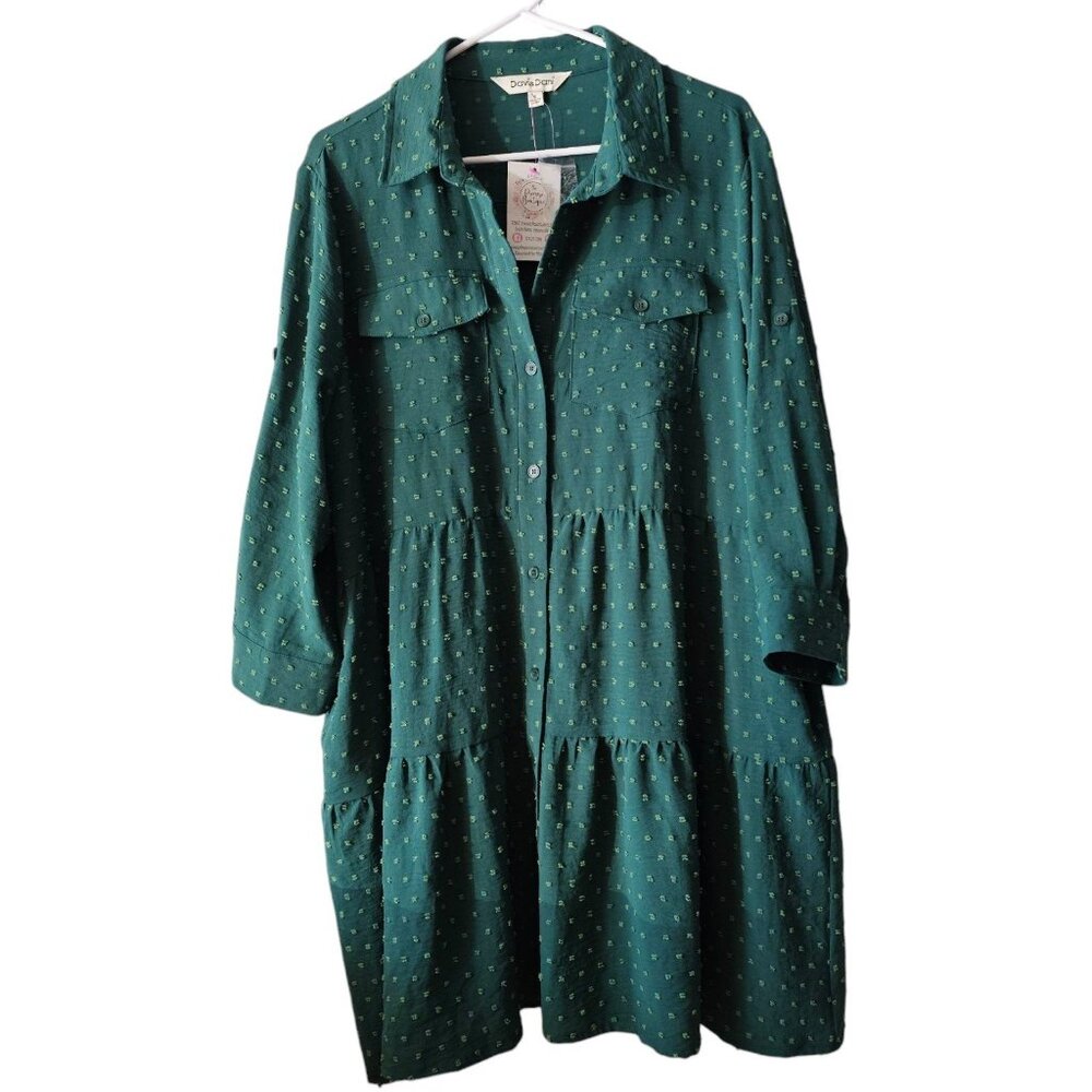 Women's Small Davi & Dani Green Tiered Dress NWT